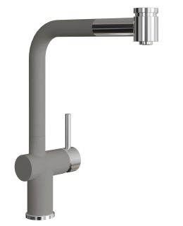 Смеситель для кухни Florentina Палермо с выдвижным изливом серый шёлк